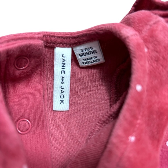 Janie and Jack Winter Bundle Lot 3-6 Mo Pink Velvet Romper and Leggings - Picture 9 of 10